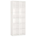Axyaa Tall White Bookshelf with 12 Cube Storage - Modern Home Office Furniture