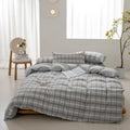 Axyaa Washed Cotton Grid Duvet Cover, Single Size 150*200cm Queen
