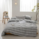 Axyaa Japanese Grid Duvet Cover, Single Quilt 150*200cm, Queen Size, Washed Cotton