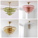 Axyaa Amber Pink Flower Glass Chandelier LED Pendant Light for Indoor Decor