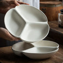Axyaa Three-grid Ceramic Divided Plate for Healthy Eating and Portion Control