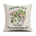 Axyaa Spring Flowers Linen Pillowcase: Bike Truck Print Cushion Cover 45x45CM