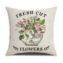 Axyaa Spring Flowers Linen Pillowcase: Bike Truck Print Cushion Cover 45x45CM