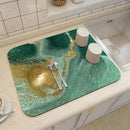Axyaa Blue-Green Oil Painting Abstract Kitchen Placemat - Non-Slip & Super Absorbent