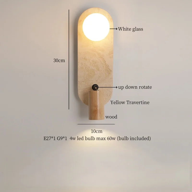 Axyaa Wood Glass LED Wall Sconce - Nordic Modern Stair Lights for Bedroom & Bathroom