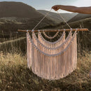 Axyaa Boho Macrame Wall Hanging with Wooden Stick - Large Woven Tapestry