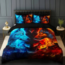 Axyaa Wolf Flame Duvet Cover Set: Soft Polyester Bedding for All Seasons