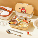 Axyaa Stainless Steel Divided Lunch Box Set - Large Capacity, Microwave Safe