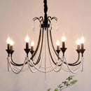 Axyaa Retro Black E14 Candle Chandelier for French Living Room Decor