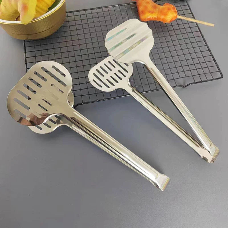 Axyaa Stainless Steel Food Tongs for BBQ Steak Bread & Kitchen Cooking