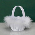 Axyaa Lace White Flower Girl Basket for Wedding & Bridal Events