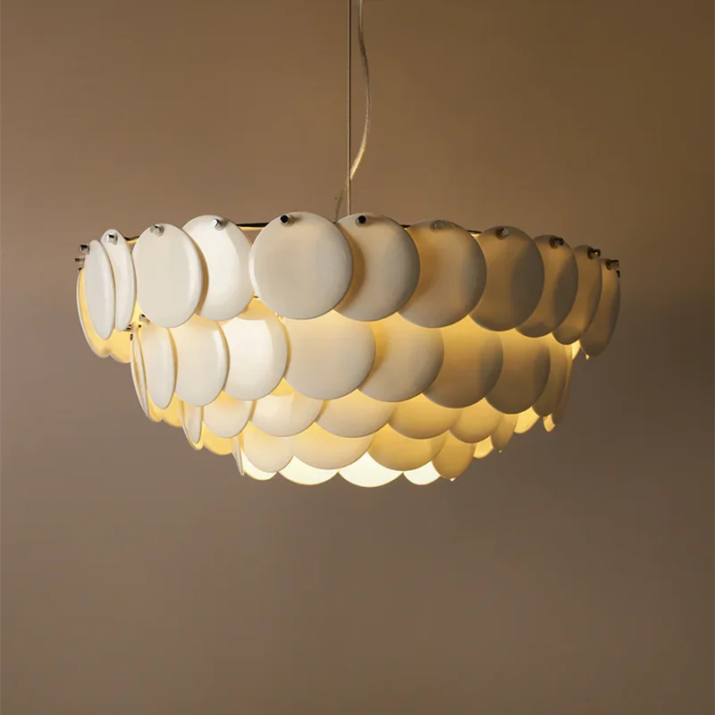 Axyaa White Ceramic Chandelier: Danish Design Hanging Lamp for Bedroom and Home Decoration