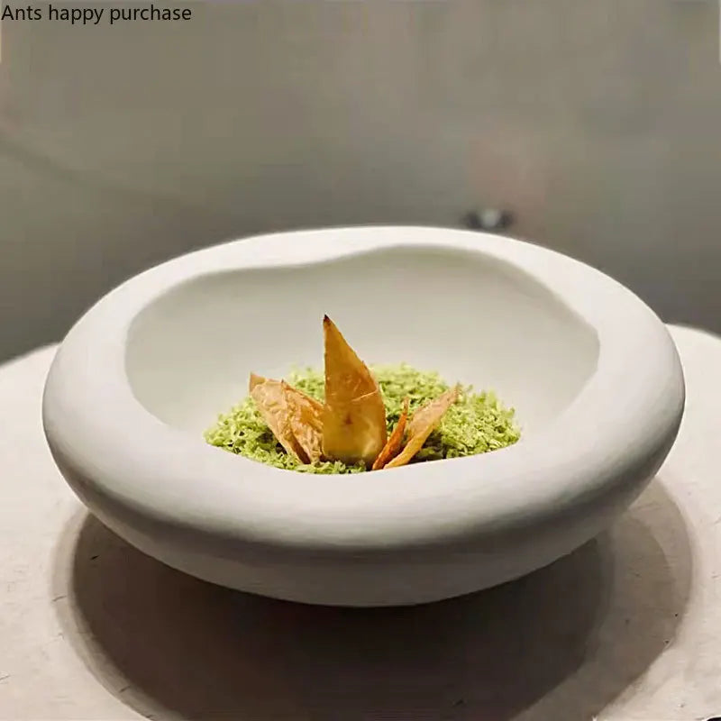 Axya White Ceramic Dinner Plates & Salad Bowl Set