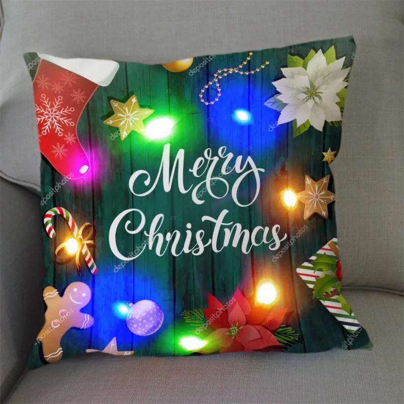 Axyaa Santa Claus LED Light Pillowcase 45X45cm