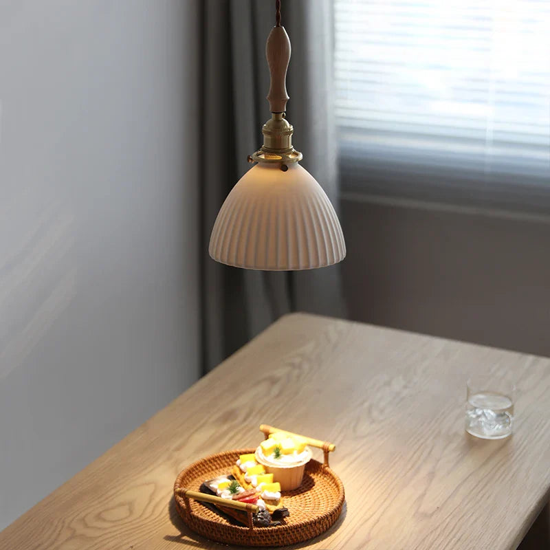 Axyaa Ceramic Shade Copper LED Pendant Light - Modern Nordic Chandelier