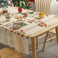 Axyaa Holiday Party Tablecloth Santa Claus Flower Print for New Year Christmas Décor