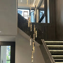Axyaa Luxury K9 Crystal Chrome LED Chandelier for Living Room Stair Loft Kitchen Hotel
