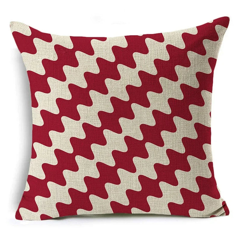 Geometric Linen Seat Cover 45x45cm for Home Decor - Axyaa