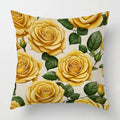 Yellow Roses Floral Pattern Pillow Cover by Axyaa for Sofa, Bedroom, Car