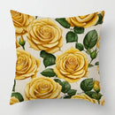 Yellow Roses Floral Pattern Pillow Cover by Axyaa for Sofa, Bedroom, Car