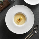 Axyaa White Ceramic Soup Plate for Molecular Cuisine and Restaurant Dining