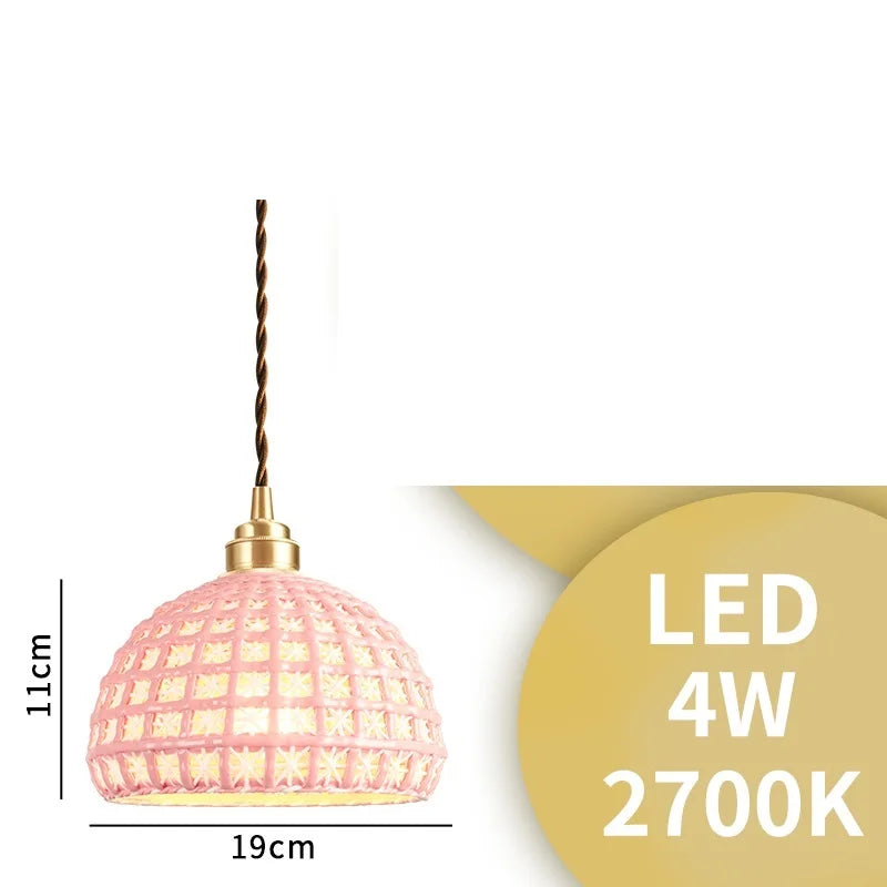 Axyaa Ceramic LED Pendant Lights: Modern Nordic Copper Hanging Lamp for Indoor Lighting