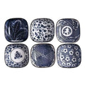 Axyaa Square Blue & White Porcelain Sushi Plates Set & Sauce Bowls