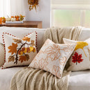 Axyaa Autumn Maple Leaf Embroidered Pillowcase Set