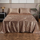 Satin Leopard Print Bed Sheet Set for Queen/King Beds by Axyaa