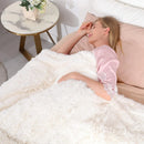 Axyaa Cozy Faux Fur Reversible Throw Blanket: Soft Plush Fluffy Blanket for Couch
