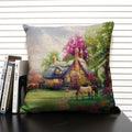 Axyaa Fairy Tale World Oil Painting Cushion Cover for Living Room Sofa