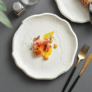 Axyaa Luxury Steak Plate: White Ceramic Western Dish for Elegant Dining.