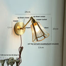 Axyaa Brass Clear Glass LED Wall Lights Up Down Rotate Bedside Lamp