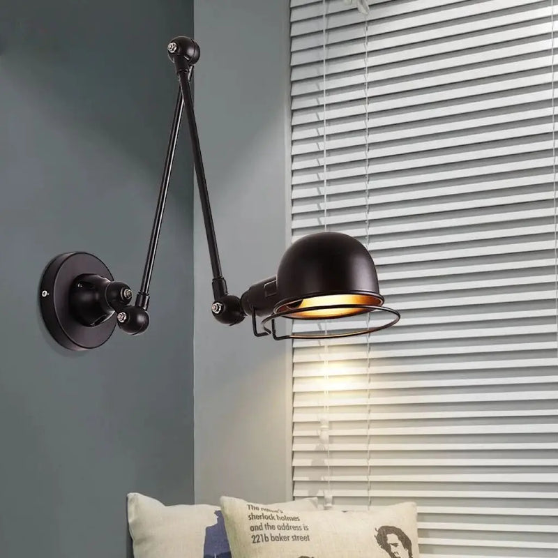Axyaa Retro Mechanical Arm Wall Lamp - Telescopic, Double-Section, Folding, Creative, Rocker Style