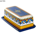Axyaa Ceramic Butter Plate with Lid, Hand-painted Square Dim Sum & Cheese Plate
