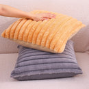 Axyaa Soft Striped Faux Rabbit Plush Cushion Covers for Stylish Home Decor.
