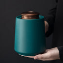 Axya Ceramic Tea Caddy Large Metal Cap Airtight Kitchen Canister Storage