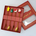 Axyaa Stainless Steel Christmas Tree Elk Head Spoon Fork Set