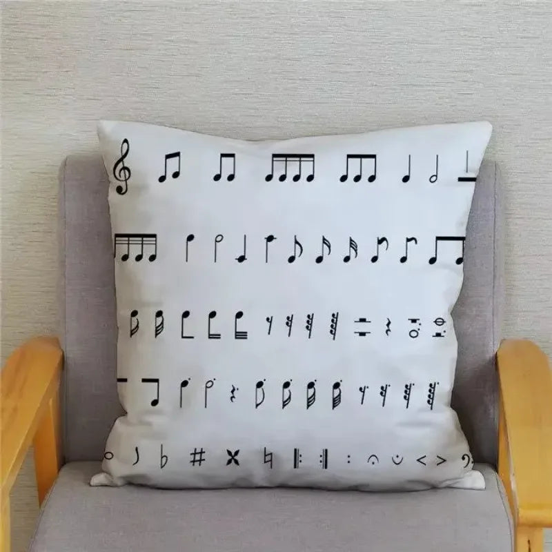 Axyaa Cartoon Sheet Music Printed Cushion Cover for Bedroom and Living Room