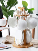 Axya Nordic Chic Ceramic Tea Set with Wooden Rack