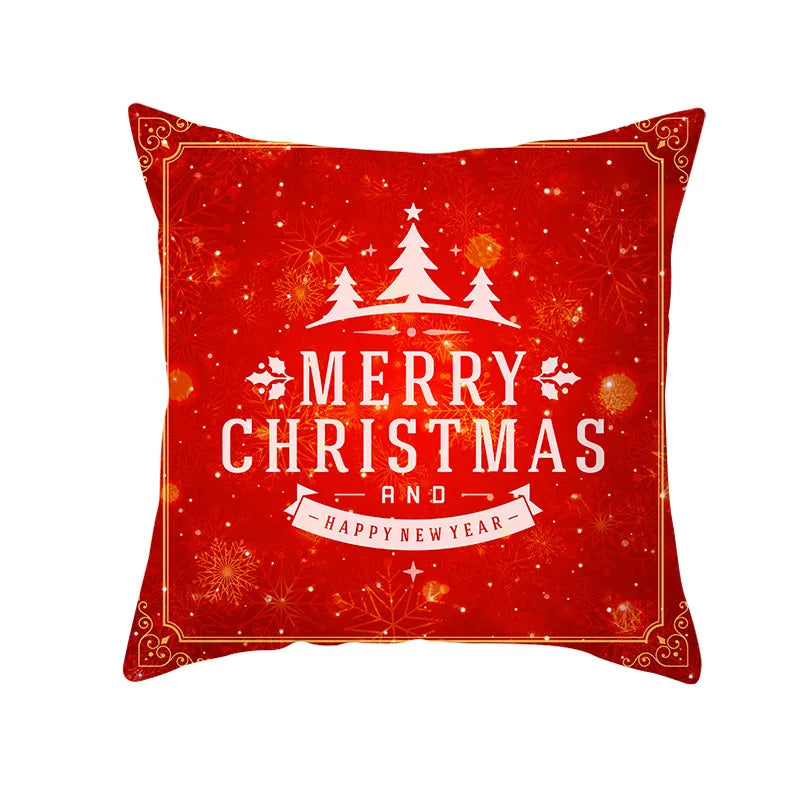 Axyaa Christmas Gift Pillowcase Red Print Cushion Cover for Home Sofa