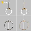 Axyaa Modern LED Circle Pendant Luminaires in Gold and Black