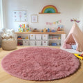 Axyaa Soft Shaggy Round Area Rug for Living Room Kids Bedroom Gray