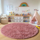 Axyaa Soft Shaggy Round Area Rug for Living Room Kids Bedroom Gray