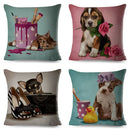Axyaa Cartoon Pet Dog Print Pillow Covers 45x45cm for Home and Car Decor