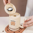 Axyaa Cartoon Insulation Cup with Lid, Straw, Spoon - 500ML Stainless Steel Mug