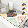 Axyaa Floral Geometry Kitchen Absorbent Draining Mat - Quick Dry Drain Pad