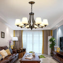 Axyaa Black Iron Glass Shade Chandelier: Industrial Farmhouse Style Lighting