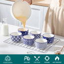 Axyaa Chinese Blue and White Ceramic Ramekins Set - Ideal for Soufflés, Desserts, and Snacks