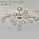 Axyaa Modern Glass Ceiling Light in Black Gold Metal for Parlor Bedroom Dining Room